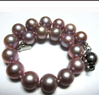 

Jewelry Free Shipping FINE JEWELRY Fashion Purple Pearl Bracelet 9-10mm natural light AAA 8inch