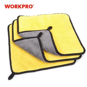 

WORKPRO 3PC/Lot Double Side Towel for Car Wash Maintenance Microfiber Washing Drying Towel 30cm*30cm