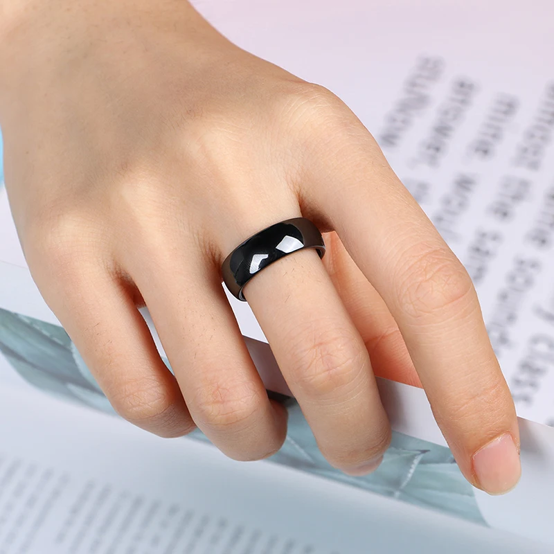 Never Fade 8MM Width Ceramic Rings for Men Women Cool Band Rings Smooth Comfortable Rings Wedding Engagement Gift Size 6-10