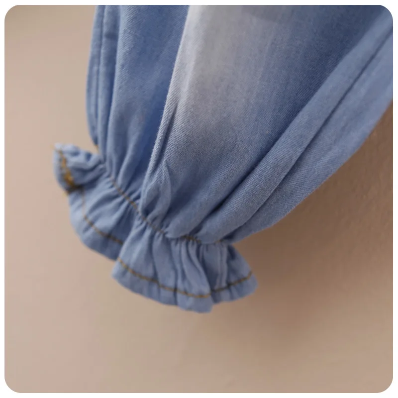 Korean-style Girls Super Soft Flounced Piggy Printed Bouquet Feet Knee-length Denim Shorts Capri Pants Crawler
