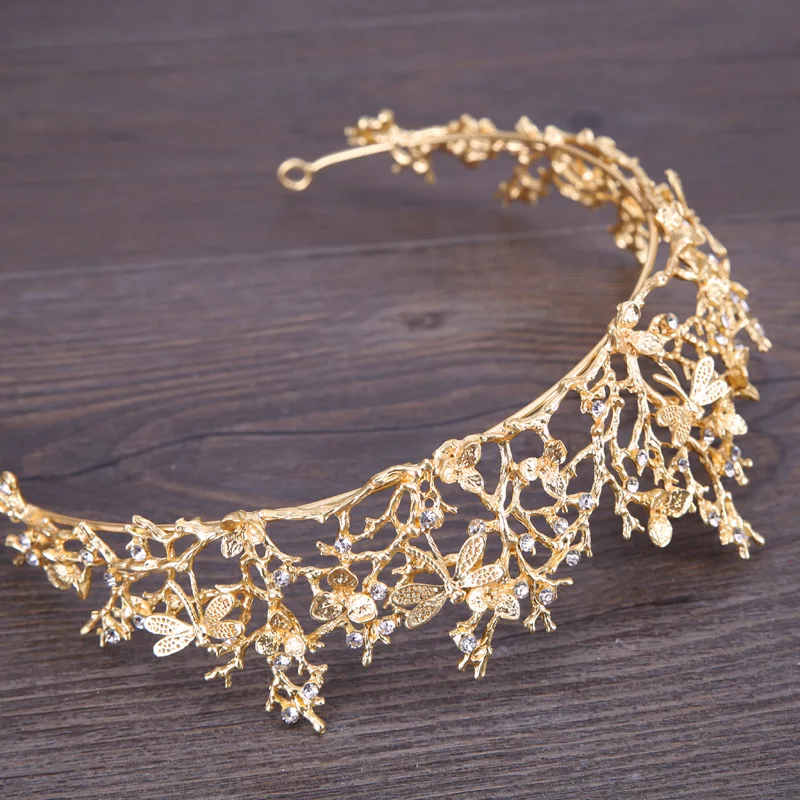 Vintage Wedding Crown Butterfly Rhinestone Crystal Crown Bridal Wedding Hair Accessories Princess Headdress Handmade Gifts jewelry accessories,hair accessory,hair headdress,bridal headwear,hair band crown