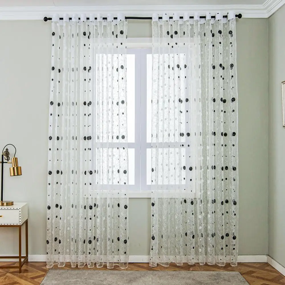 Bird Nest Sheer Curtains Dots white sheer Curtain for Kitchen Living