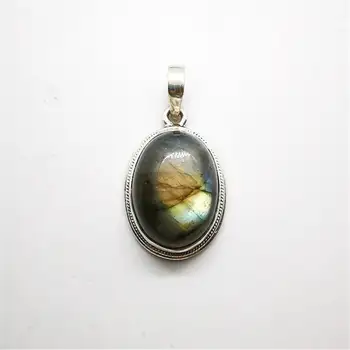 

Nepal Hand 925 Silver Jewelry Inlaid Natural Labradorite Vintage Charms for Mother`s Day T9033