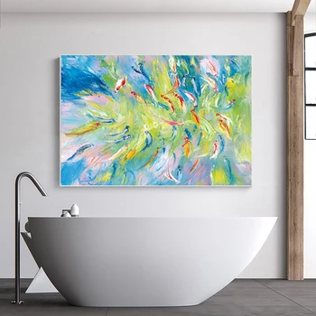 

RELIABLI ART Canvas Painting Fish Animal Pictures Wall Art For Living Room Oil painting On Canvas Modern Home Decor NO FRAME