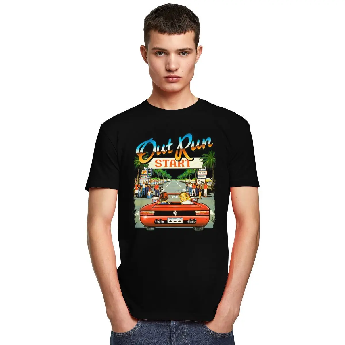 Japanese Arcade Racing Video Game Out Run Top T Shirt Men Camisas Hombre Vintage Console Gaming T-Shirt Outrun Tshirts 2