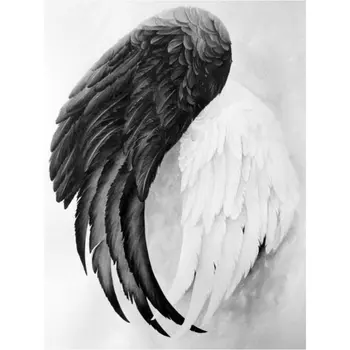 

5d diy diamond painting black and white wings full square / round drill landscape resin 3d diamond mosaic diamond embroidery