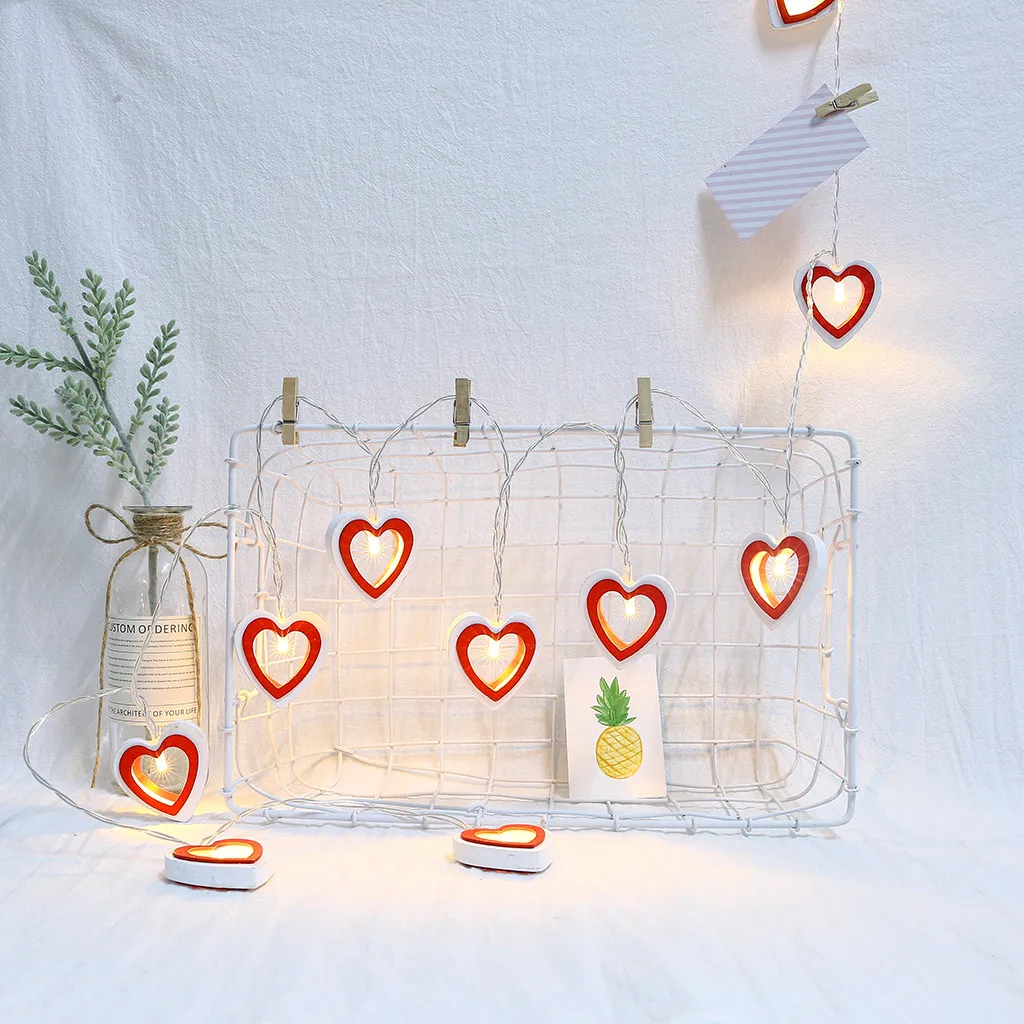 

Double-Sided Wooden Love Strings, Home Party Decoration 10 LED Beads, Party Event Decoration Lighting