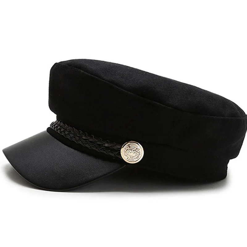 Sun Casual Military Caps Woman Cotton Beret Flat Hats Captain Cap Trucker Vintage Black Sport Dad Bone Male Women’s leather hat