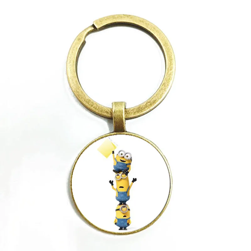 Despicable Me Minion Action Movie Glass Cabochon Keychains for Kid - Цвет: 17