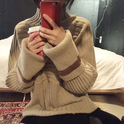 Женский осенне-зимний высококачественный Водолазка с длинным рукавом мягкий женский кашемировый свитер модный теплый однотонный вязаный пуловер - Цвет: Бежевый