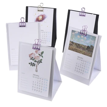 

2020 New Year Simple Cartoon Mini Calendar Creative Desk Vertical Paper Multi-function Timetable Plan Notebook Daily Schedules