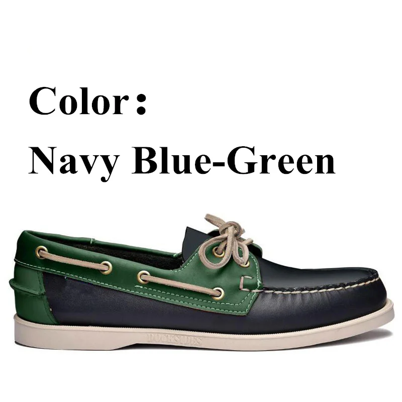 Men Women Genuine Leather Docksides Classic Boat Shoes,Homme Femme Blue White Plus Big Size 36-46 Brand Flats Loafers 2019A069