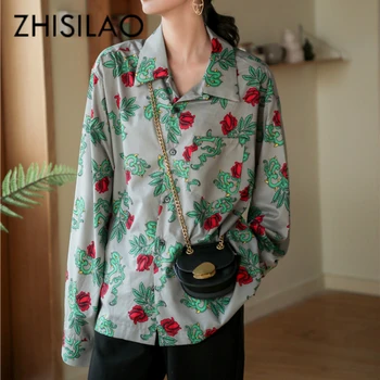 

Vintage Elegant Floral Long Sleeve Women Tops and Blouse Loose Plus Size Shirts Mujer Oversize Retro Casual Blouse spring 2020