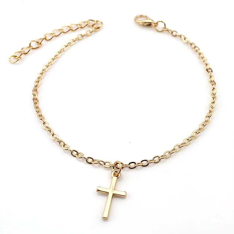

E0022 Europe And America Hot Sales Foot Ornaments Summer Cool Versatile Popular Anklet Simple Cross Anklet