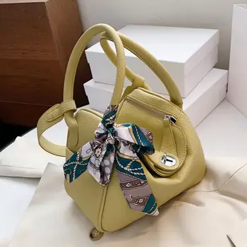 

Elegant Female Ribbon Tote bag 2020 Fashion New High-quality PU Leather Women's Designer Handbag Lock Shoulder Messenger Bag
