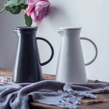 

OUSSIRRO 1250ML Ceramic Pitchers Water Bottles Cold Kettle No Explosion Jug Large Capacity Household Ceramic Thermos