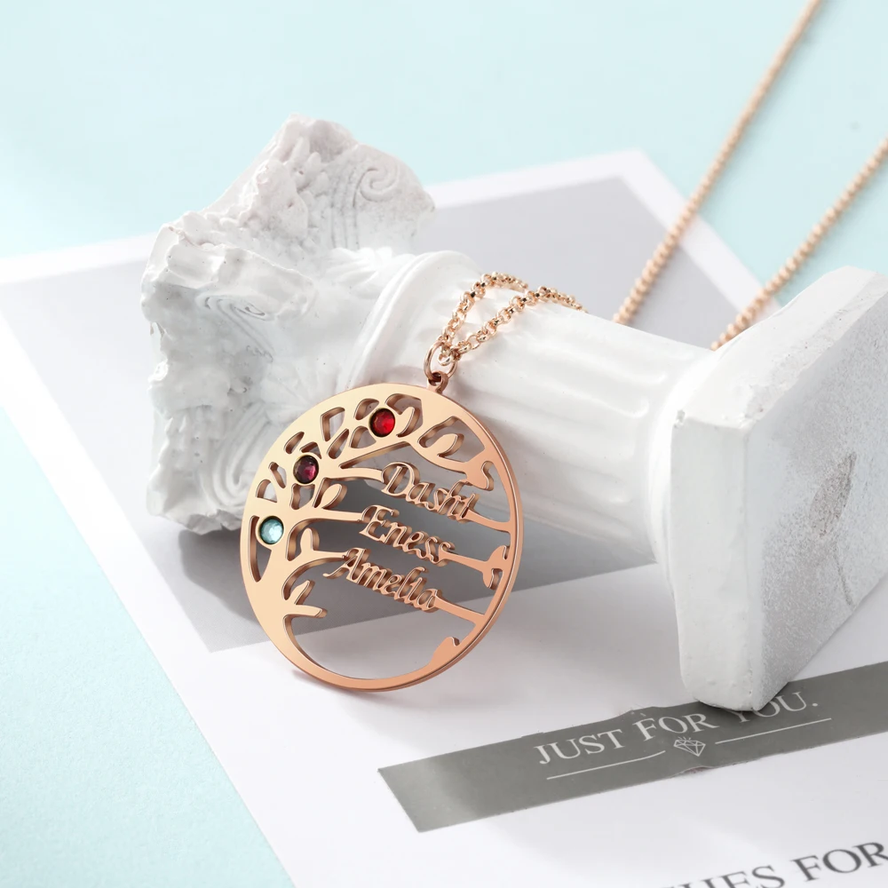 Персонализированное семейное дерево ожерелье 925 пробы Серебряное ожерелье заказное Имя ожерелье с зодиакальным камнем хорошее ювелирное изделие(Lam Hub Fong