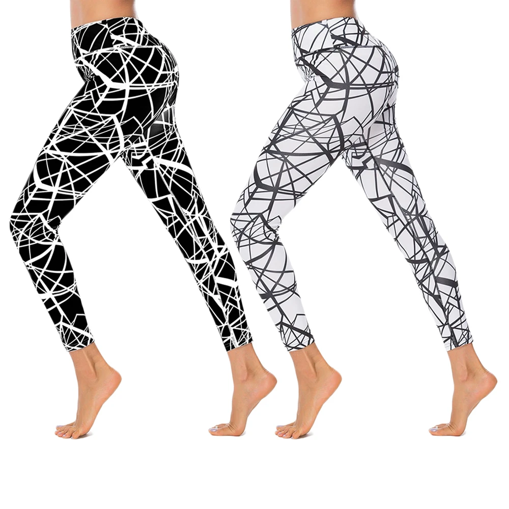 

Spider web digital printed polyester leggings are breathable sweat absorbing slim body buttock lifting and yoga pants for women