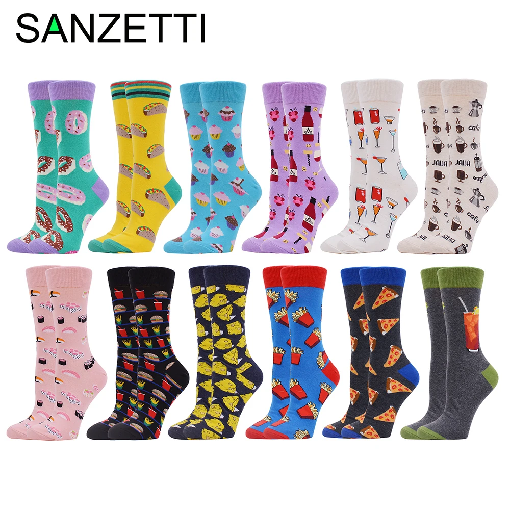 SANZETTI 1 пара модное милое женское платье с яйцом пиццей кокой бургером 27 узоров