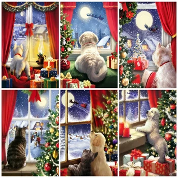 

Evershine 5D DIY Diamond Embroidery Dog Cross Stitch Animal Diamond Painting Christmas Needlework Home Decorations