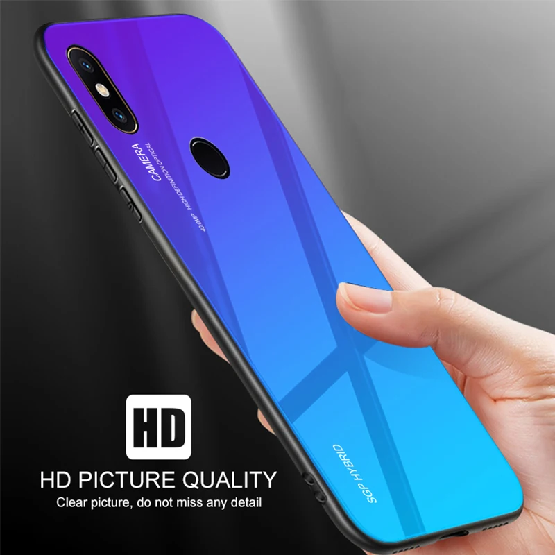 Градиентный чехол из закаленного стекла для Xiaomi mi A2 Lite 9 8 световых чехлов бампер задняя крышка оболочка на xiomi xaomi mi 9t pro mi a2lite