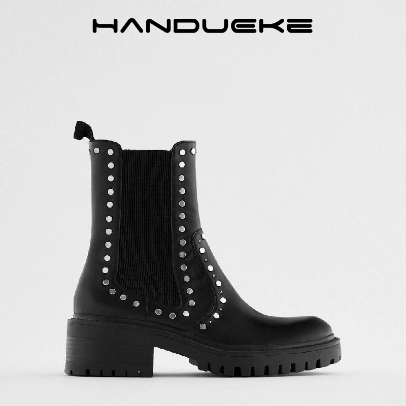 black studded platform boots