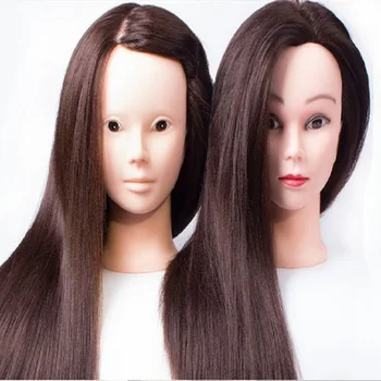 

CAMMITEVER Brown Hair Mannequins Hairdressing Styling Makeup Training Model Female Mannequin Head Practice Gift