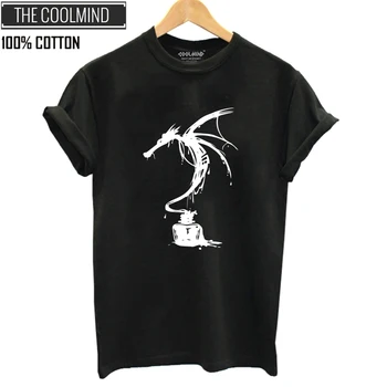 

COOLMIND QI0224B 100% cottton cool funny T shirt women casual summer loose tshirt women short sleeve black T-shirt tee shirts