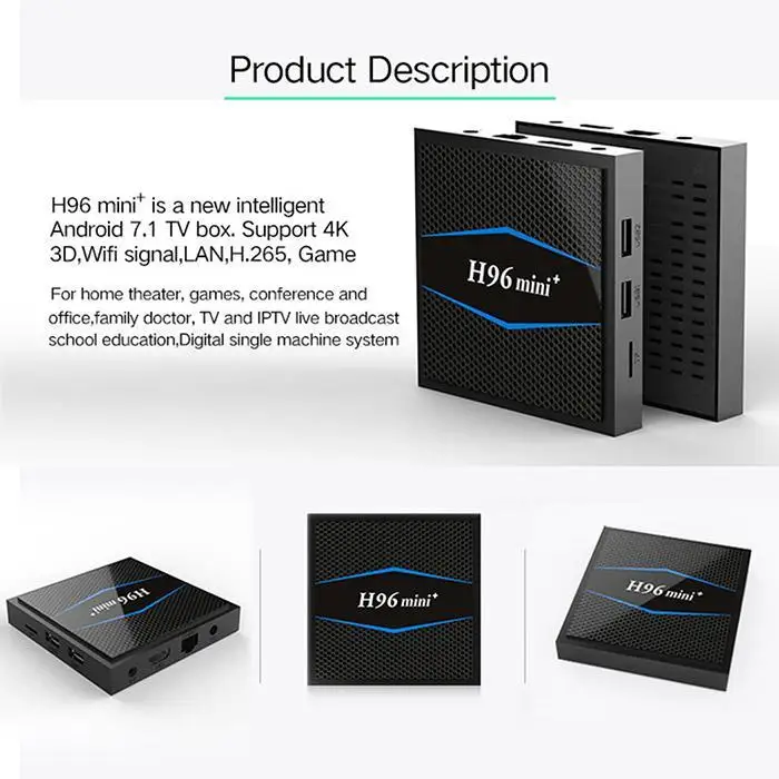 H96mini+ Android7.1 верхняя коробка S905W 4K HD 16G Smart 2GB tv TF, U диск инфракрасный пульт дистанционного управления 2,4G Wifi
