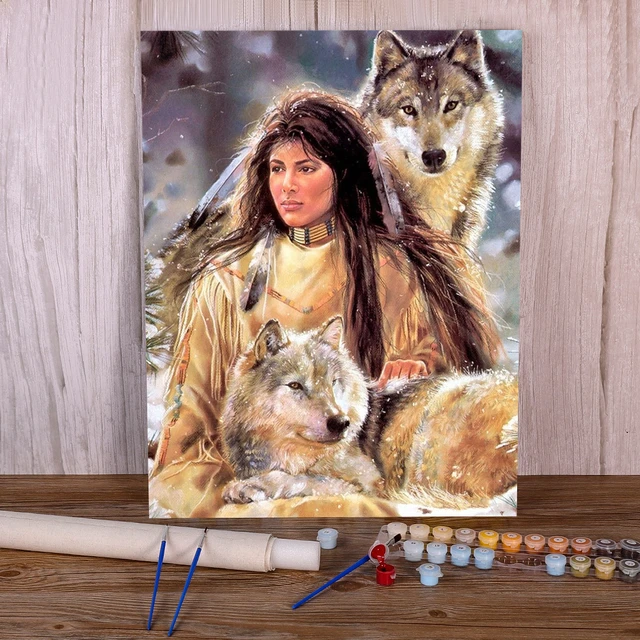 Wolf & Woman Paint by Number Kit