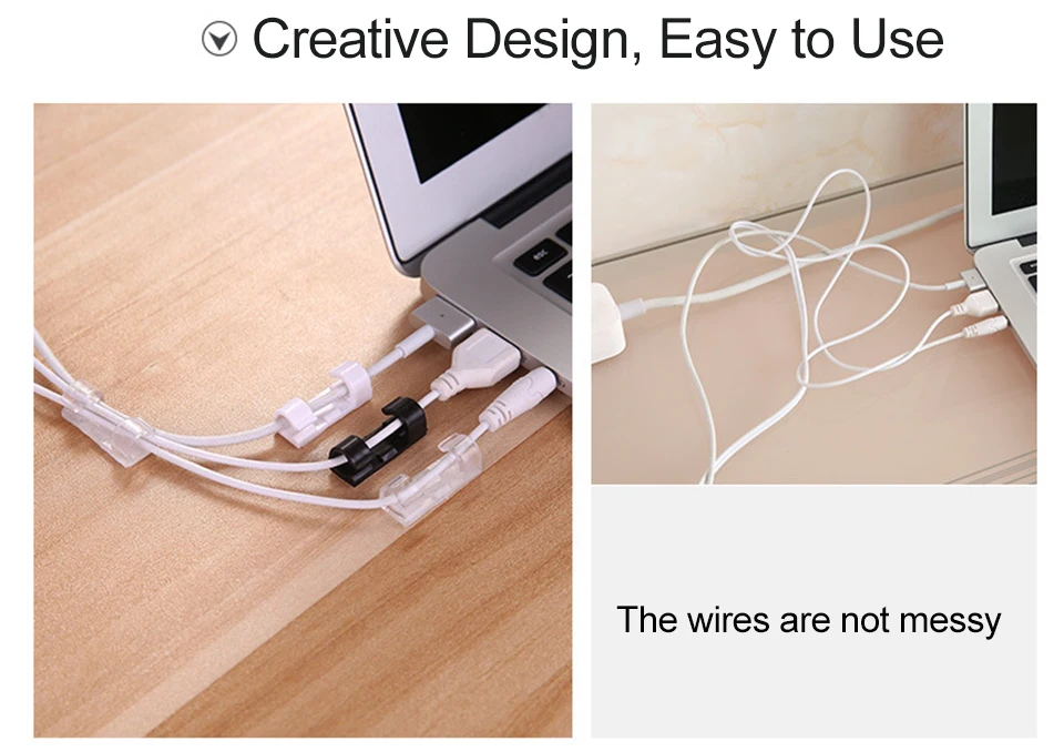 Cable Winder Wire Management Cable Organizer Desktop & Workstation Cord Clips Management Holder Data Telephone Line Sleeve (6)