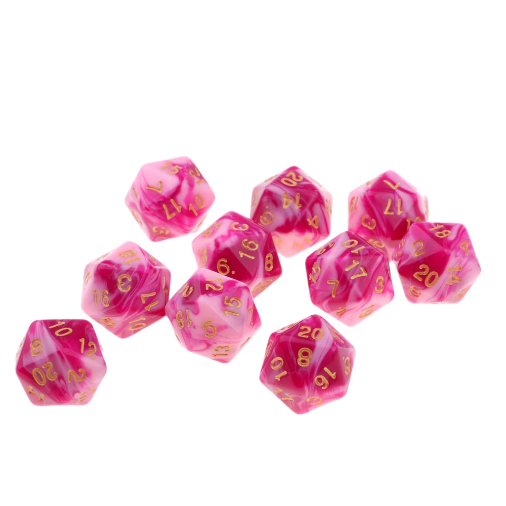 10pcs 20-Sided Dice Polyhedron Dices for D&D TRPG Cup Game TRPG Game Lovers