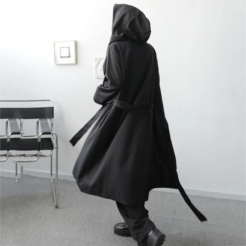 XITAO Drawstring Waist Solid Trench Women 2020