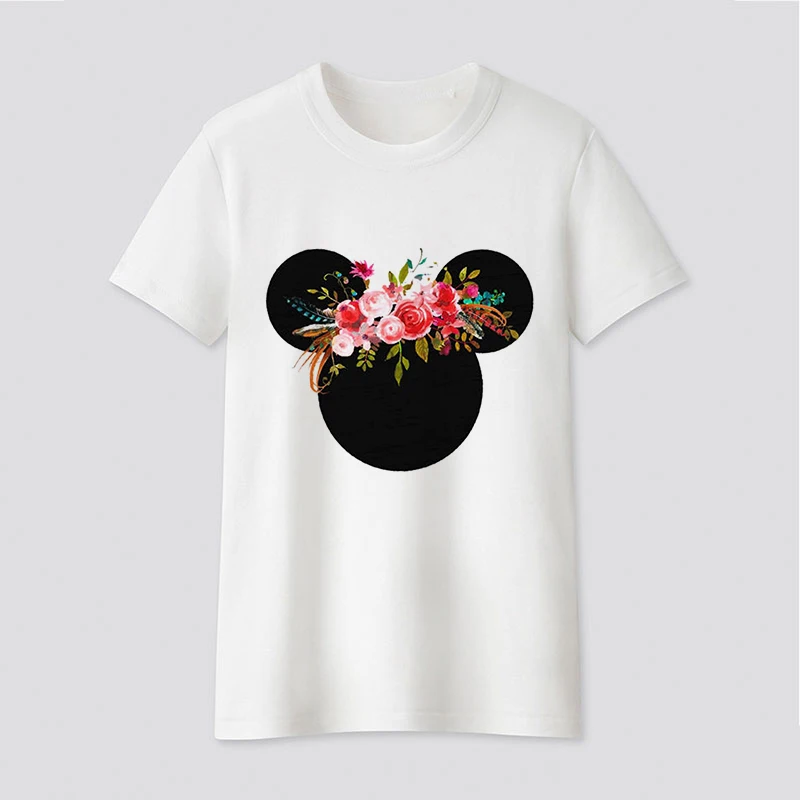 Graphic tees tops Cute Mickey Mouse silhouette tshirts women funny t shirt O-neck T-shirt Vintage Vogue Ullzang Mujer_T-Shirt