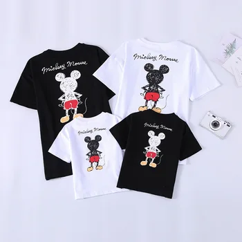 

Dad and Me T-shirt Summer Mother and Daughter Clothes Girls Boys Mickey Cartoon Print Tops for Family Matching Clothes Couple