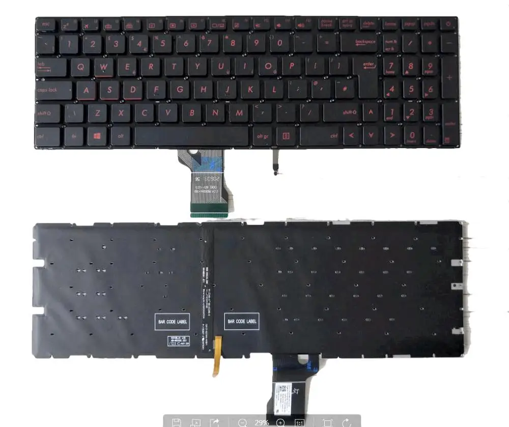 Teclado Backlight Original para Asus Laptop Rog Strix Itália it Reino Unido Gl502 Gl502v Gl502vm Gl502vt Gl502vy Jogos Original - Imagem 2