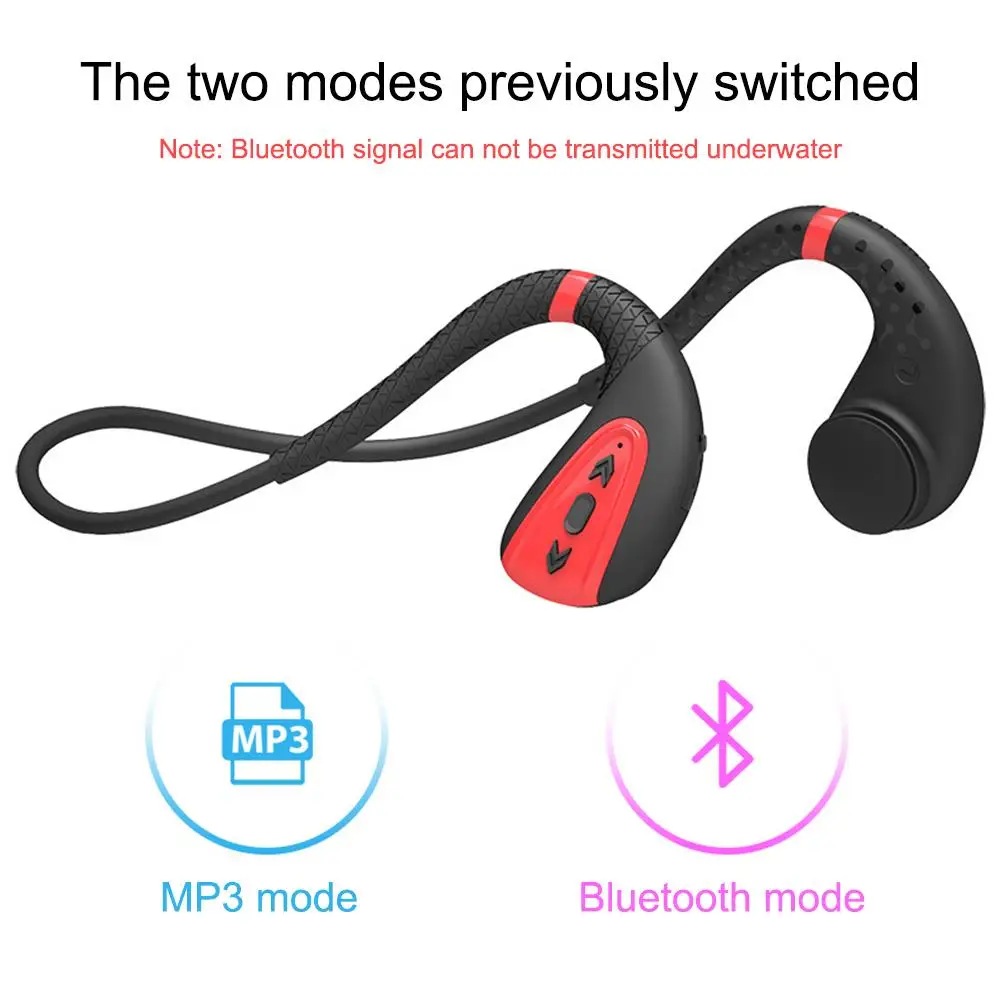 

8G Bone Conduction Bluetooth 5.0 Headset Stereo IPX 8 Waterproof Sports Swimming Running Outdoor Mic Handsfree Headphone
