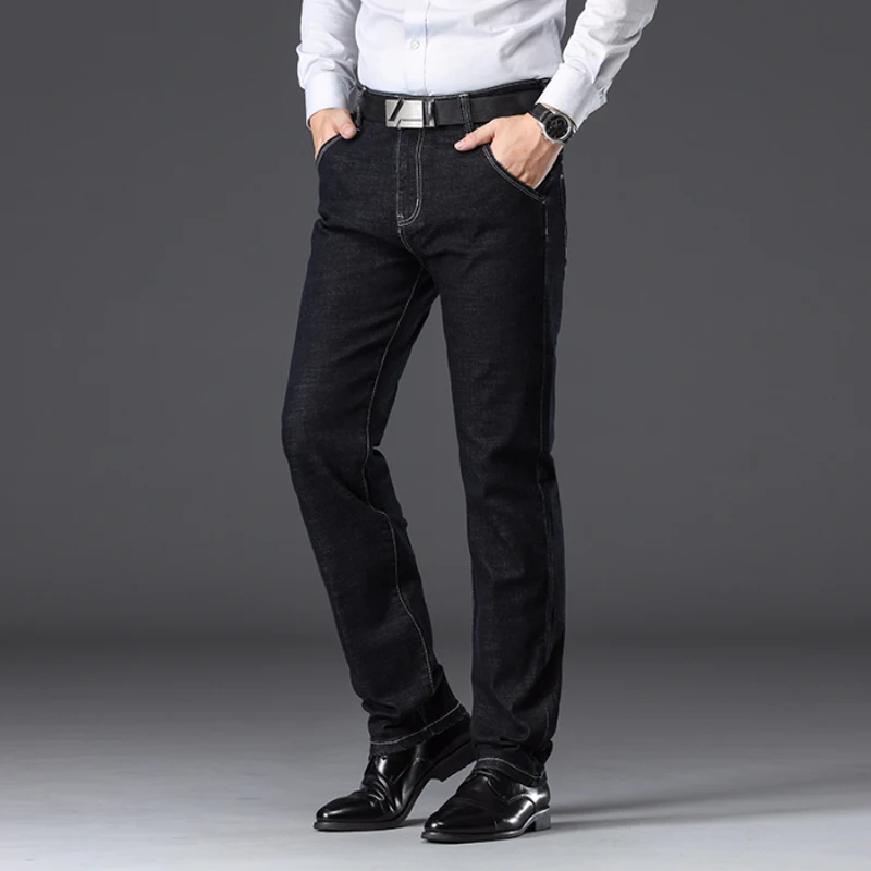 

2020 New Stretch Slim Denim Pants Blue Black Trousers Male Brand Men fashion Jeans Business Casual Pants Large size 