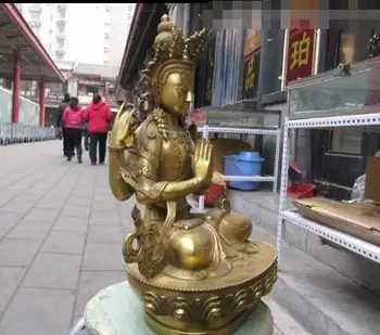 

Tibet Buddhism exquisite Brass Four Arm Avalokitesvara Guan Yin Buddha statuary