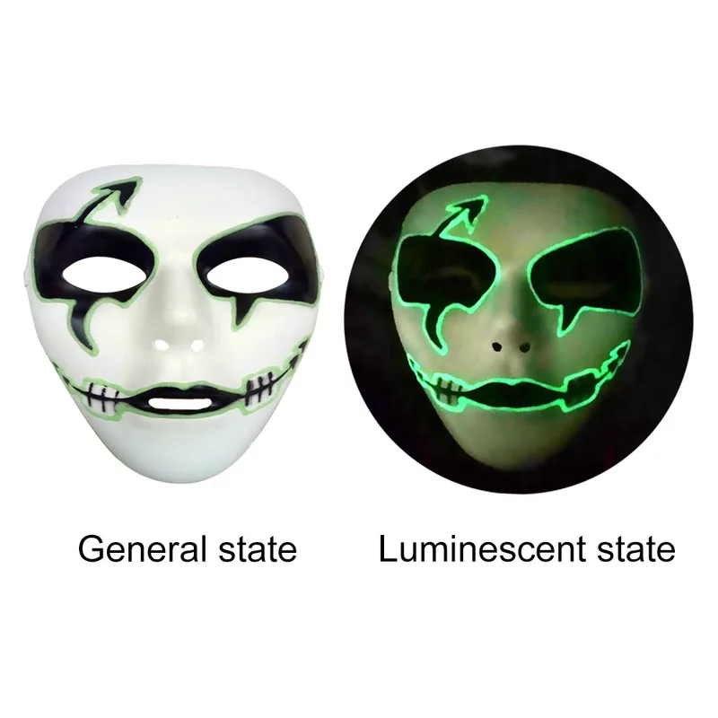 

Halloween Decoration Ghost Dance Horror White Mask Durable Plastic Halloween Luminous Scary Mask Halloween Costume Cosplay Mask