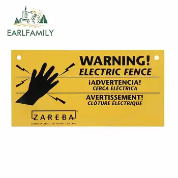 

EARLFAMILY 13cm x 6.6cm for Zareba Electric Fence Warning Sign Personality Car Stickers Scratch-proof Windshield Decals