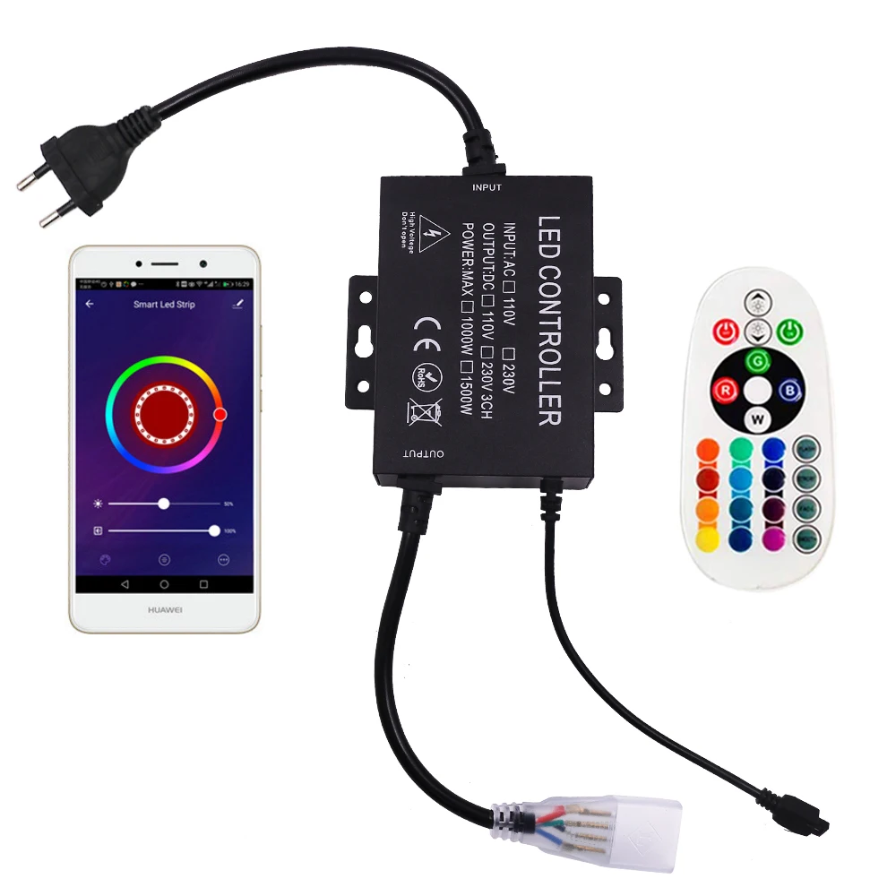 Wifi Rgb Controller With 24 Key Ir Remote Control 110v 220v 1500w Led