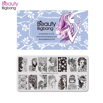 

BeautyBigBang Stainless Steel stamping for nails Young Girl Flower Image nail stamper Nail Template nail stamping plates