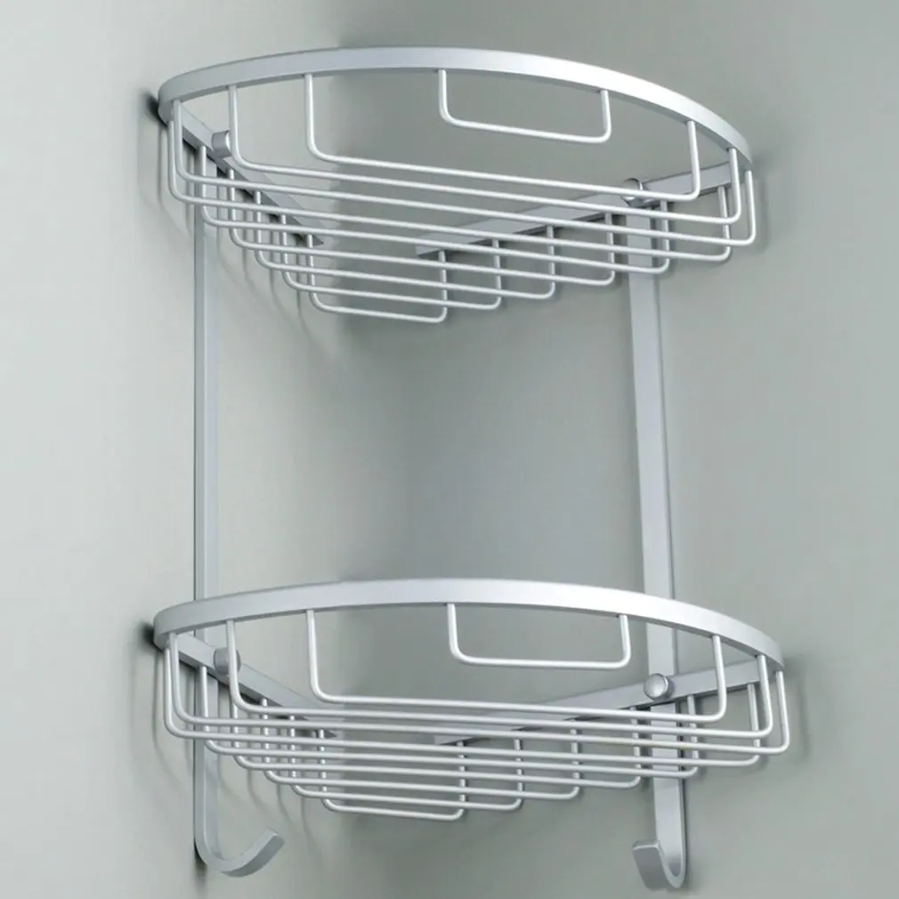 

Bathroom Corner Shelf 2 layer space Double Tiers Triangle Shower Basket Shampoo Soap Cosmetic Storage Shelves Rack Aluminum New