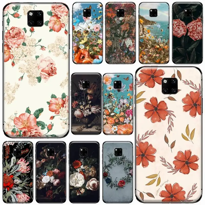 

Art classical flower Phone Case For Huawei P 9 8 10 40 Mate 30 Honor 8 8A 20 20s 9x nova 6se 5t Y9s PSMART lite pro 2017