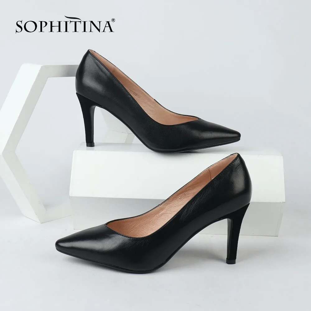 SOPHITINA/Элегантные дизайнерские туфли-лодочки; пикантные туфли с острым носком из высококачественной натуральной кожи; женские туфли-лодочки ручной работы на тонком каблуке; X27