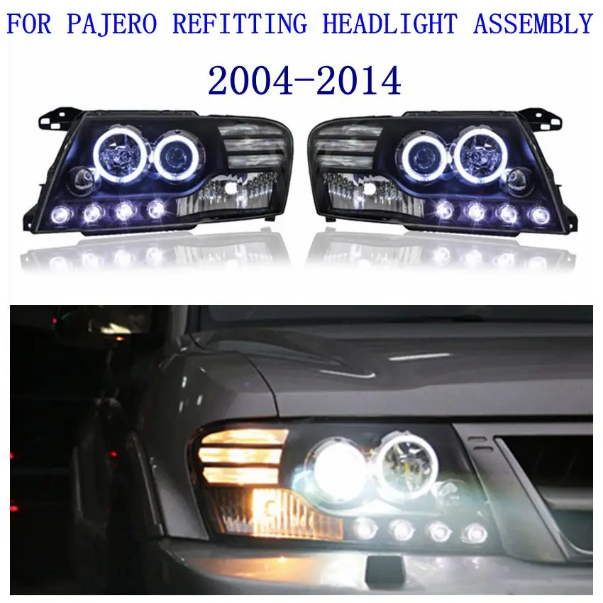 VLAND завод для автомобильных фар для Pajero V73 Головной фонарь 2004 2006 для V77 Ксеноновые фары с ангельскими глазами
