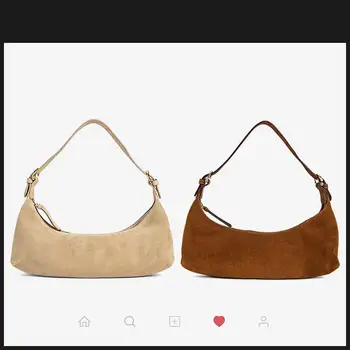 

Women's Armpit Shoulder Bag Genuine Cowhide Genuine Leather Baguette Bag Ladies Small Handbags Women 2020 Black Brown Color Sac