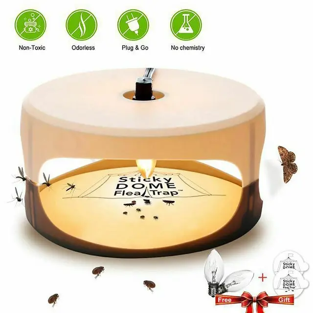 Csapdák+2 Izzók+2 Szuper Ragadós Tárcsák Bolhcsapda Háziállat Háztartási Bolha Lámpa Bolhák Csapda Gyilkos Fény - Image 2