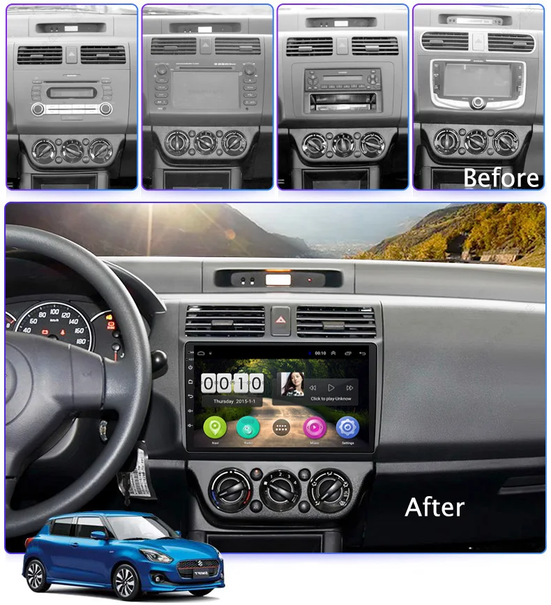  wan qi Car Stereo GPS Navigation Multimedia Player For 2009 2010-2018 Suzuki Swift 10.1